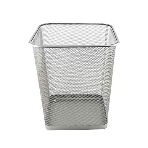 D.RECT Papierkorb 18L Metall Drahtgeflecht Büroeimer Silber eckig