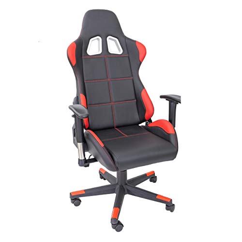 TPFLiving Racing Stuhl XL Gaming Stuhl Chefsessel Drehstuhl schwarz rot 150 kg