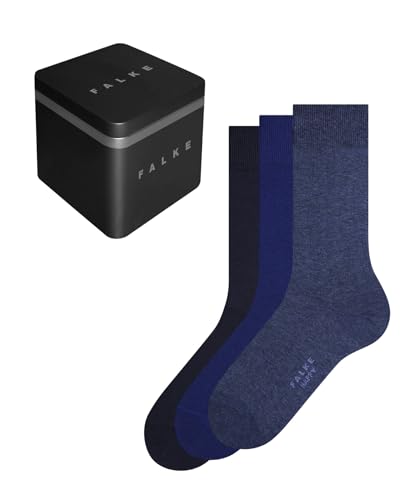 falke 3 paar sokken blau mix oder schwarz grau happy box