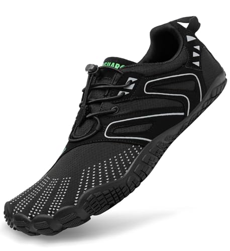 Barefoot-Schuhe schwarz für Damen und Herren, atmungsaktiv, flache Sohle, weit.