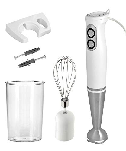 stabmixer set 500w pürierstab handmixer zerkleinerer häcksler edelstahl, white