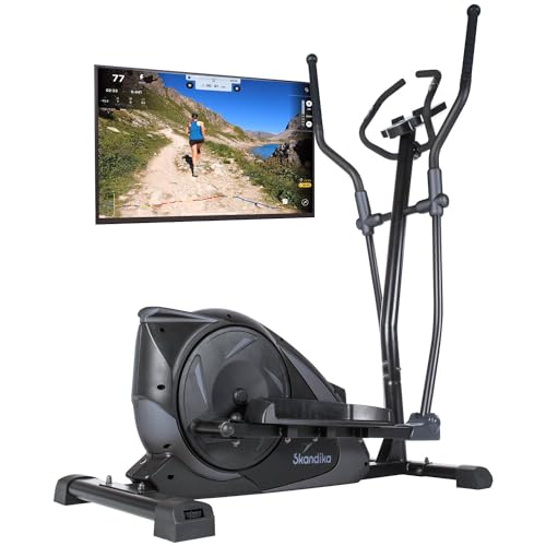 skandika crosstrainer eleganse adrett mit bluetooth, app-steuerung, 12kg schwungmasse, bis 130kg