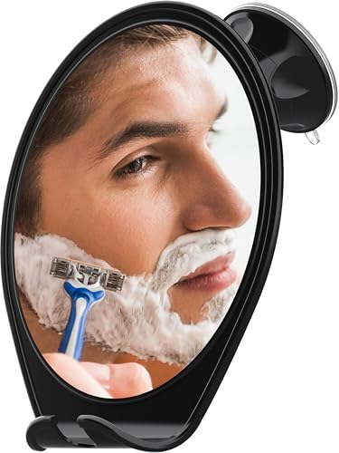 honeybull spiegel für dusche ohne beschlag, mit saugnapf und drehfunktion, schwarz