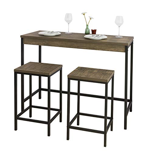 Sobuy OGT30-N bartisch-set 3-teilig mit 2 barhockern und tisch im industrie-design
