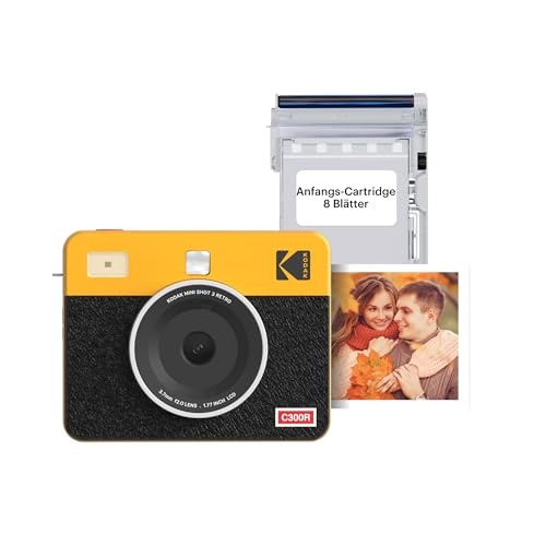 kodak mini shot 3 retro 2-in-1 sofortbildkamera fotodrucker gelb 7,6x7,6cm 8 blätter