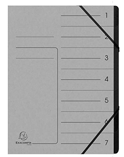 exacompta 540711E ringordner a4, 7 fächer, schwarz, mit 2 gummibändern, grau