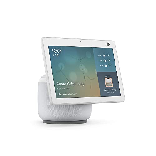 echo show 10 smart display mit bewegung, alexa, hd, glacier white