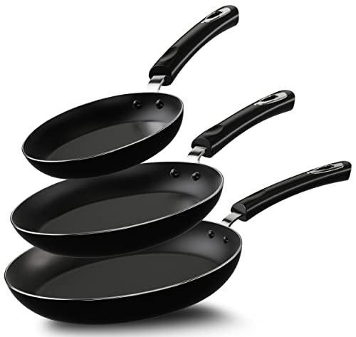 kichly antihaft bratpfannenset 3-teilig induktion 20cm 24cm 28cm schwarz