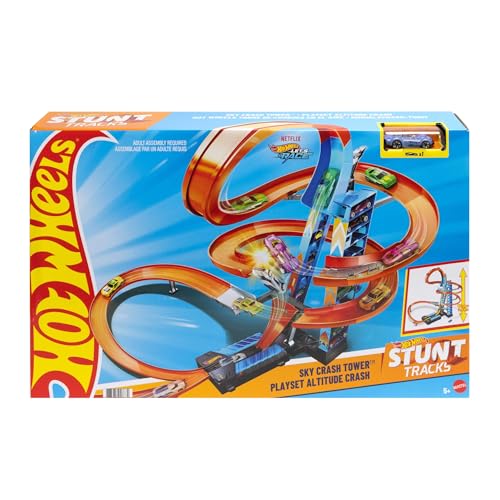 hot wheels himmelscrash-turm 60cm mit batteriebeschleuniger und looping für kinder 5-10 Jahre