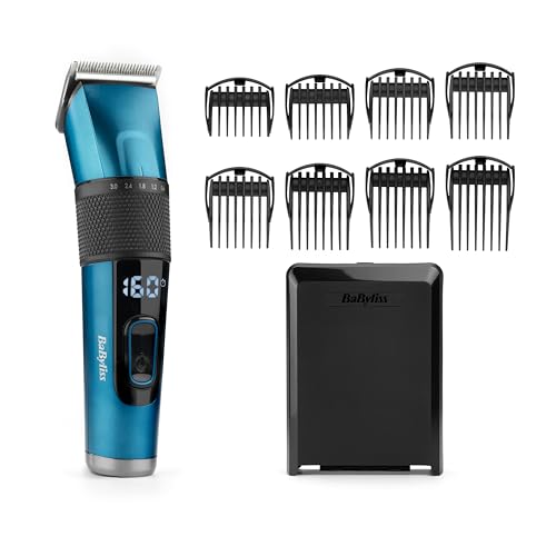 Haarschneider BaByliss E990E, digital, japanischer Stahl, kabellos, 45 Längeneinstellungen, blau