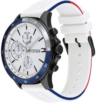 tommy hilfiger bank herrenuhr analog blau weiß 103,99 euro statt 120 euro