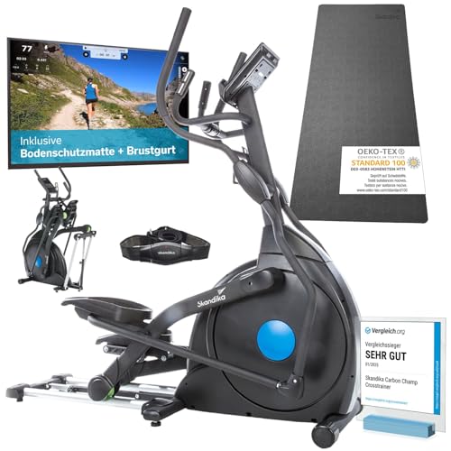 skandika crosstrainer cardio cross carbon champ ellipsentrainer 24,5kg schwungmasse, bluetooth, kinomap