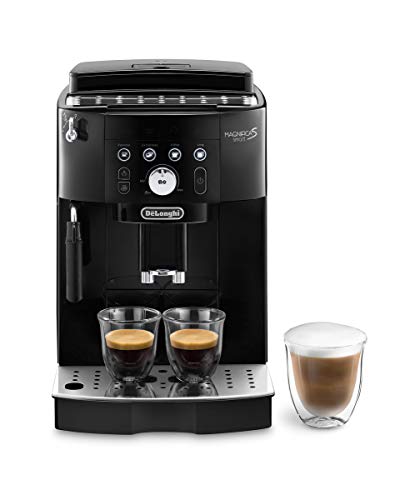 de'longhi magnifica s smart kaffeewvollautomat schwarz, milchaufschäumer, direktwahltasten