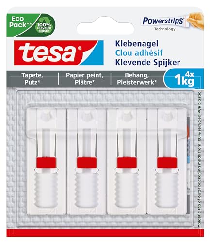 tesa verstellbarer klebenagel für tapeten und putz, selbstklebend, 1 kg Halteleistung
