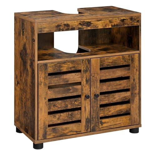 vasagle waschbeckenunterschrank 60 x 30 x 63 cm badezimmerschrank vintagebraun mit 2 türen