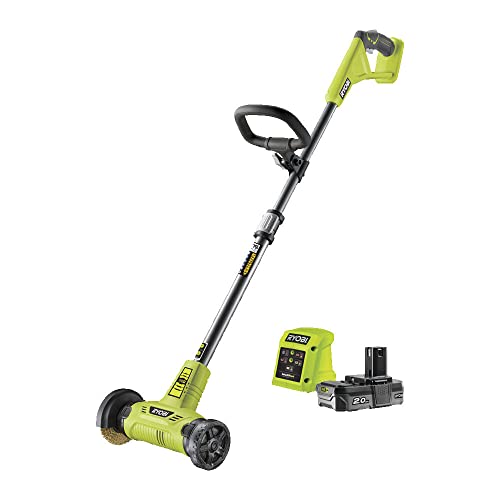 ryobi 18 v one+ fugenreiniger mit drahtbürste und teleskopstiel, 2,0 ah akku inkl. ladegerät