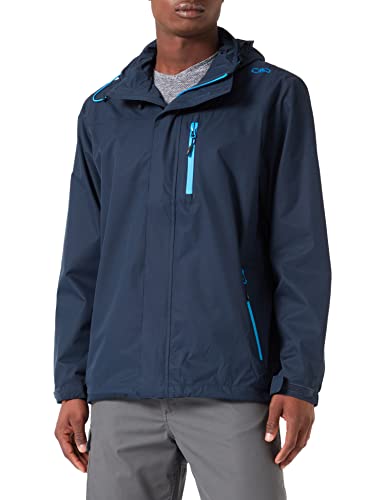 cmp regenjacke herren schwarz-blau, größe 50 54, wp 10000 mm, abnehmbare kapuze, packbar