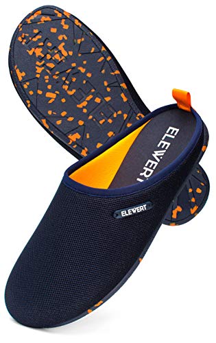 elewert hausschuhe für herren und damen, atmungsaktive slippers, marineblau/orange, eu 38