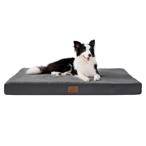 bedsure orthopädisches hundebett für große hunde 112x81x7,6cm waschbar dunkelgrau