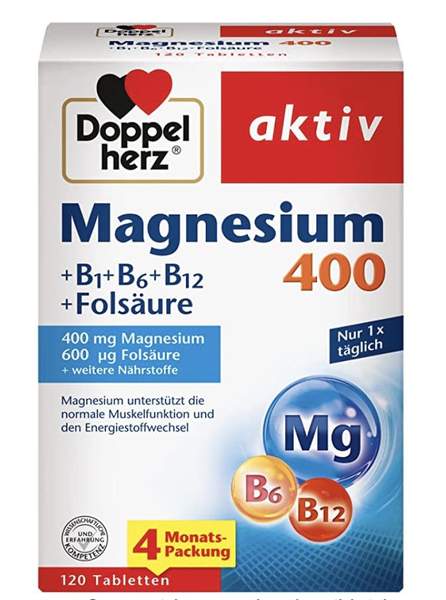 doppelherz magnesium 400 mit b1, b6, b12, folsäure 120 tabletten 8,51