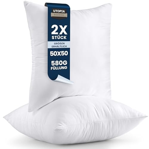 Produktbild: utopia bedding kissenfüllung 50 x 50 cm weiß, set mit 2 innensofakissen