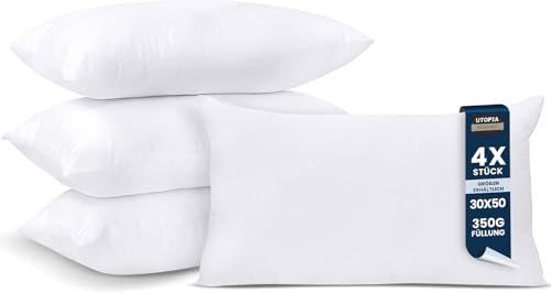 kissenfüllung 30 x 50 cm 4er set von utopia bedding, innenkissen für kopfkissen und sofakissen, weiß