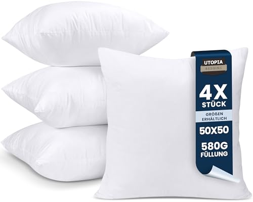 kissenfüllung 50 x 50 cm 4er set, utopia bedding innenkissen weiß