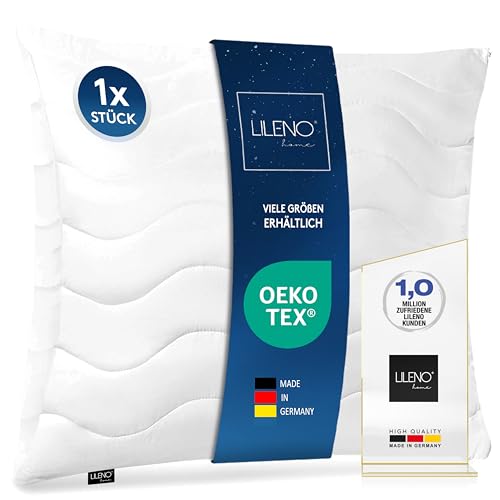 LILENO HOME Kopfkissen 80x80 cm medium, 850g Füllung, waschbar bis 95, Deko- und Sofakissen