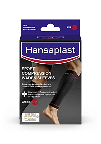 hansaplast sport waden sleeves, kompressionsstrümpfe für muskelunterstützung, 1 paar, größe l/xl