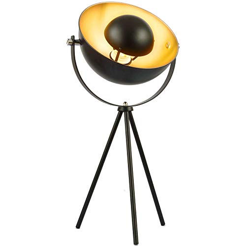 jago tischlampe mit stativ 67cm schwenkbar 60w e27 led schwarz-gold retro vintage design