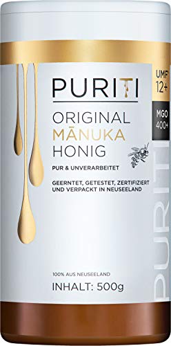 manuka honig mgo 400+ 500g puriti aus neuseeland, laborgeprüft, rein, ohne zusatzstoffe