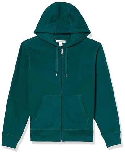 Herren Fleece-Kapuzenpulli mit Reißverschluss, Tannengrün, Big & Tall, Größe S