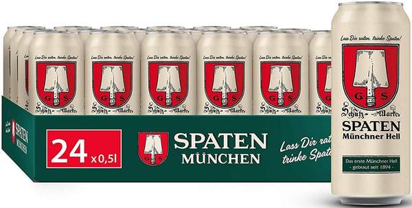spaten münchner hell dosenbier 24 x 0,5l für 17,09 euro statt 24 euro