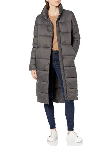 cocoon puffer wintermantel damen wasserabweisend lang dunkelgrau amazon essentials Größe S