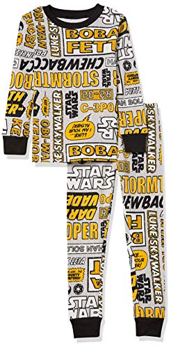 Amazon Essentials Star Wars Jungen Flanell Schlafanzug-Set, Comic-Design, Auslauffarben, 6-7 Jahre, Gelb