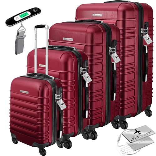 KESSER Hartschalenkoffer Set 4tlg, Reisekoffer mit Trolley, 4 Rollen, inkl. Kofferwaage