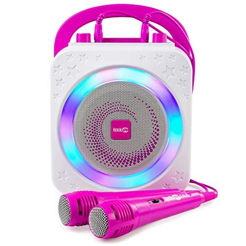 RockJam 10W Bluetooth Karaoke Machine, 2 Mikrofone, LED-Lichter, pink