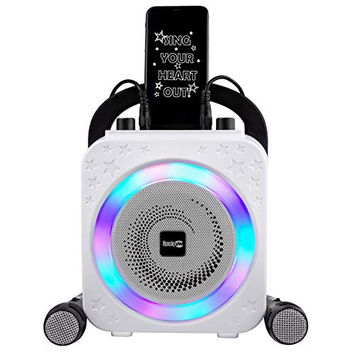 rockjam karaoke machine 10 watt bluetooth mit 2 mikrofonen und led lichtern - schwarz