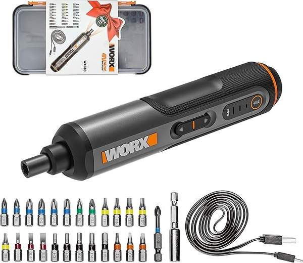 WORX akkuschrauber set 4V mit 3-gang-drehmomenteinstellung und led-licht