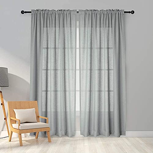 melodieux voile-vorhänge grau 140 x 137 cm halbtransparent 2 paneele für schlafzimmer wohnzimmer