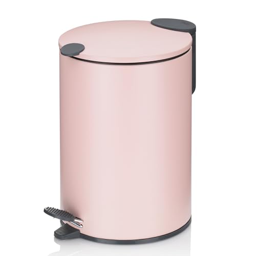 kela kosmetikeimer 3l rosa matt, badmülleimer mit inneneimer und trittdeckel