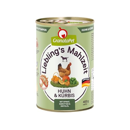 granatapet hundefutter nassfutter hühner & kürbis ohne getreide zuckerzusätze 6 x 400 g