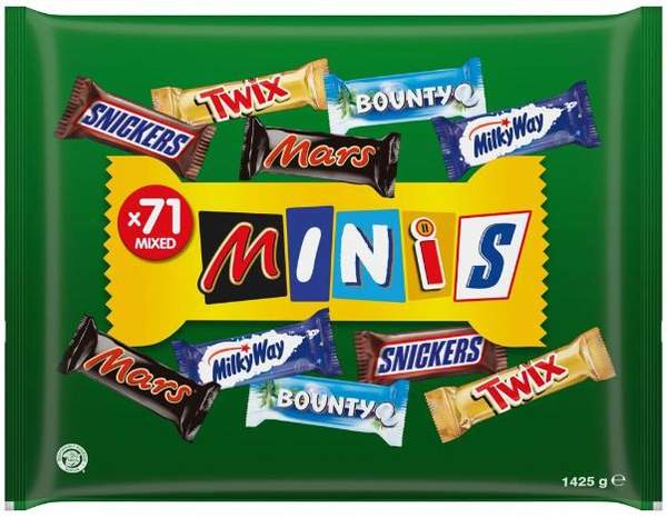 1,4 kg mixed minis schokolade großpackung, 71 riegel, 12,35  (statt 17 )