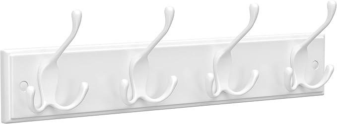 songmics wandgarderobe mit 4 hakenleiste aus metall für flur schlafzimmer wohnzimmer wolkenweiß