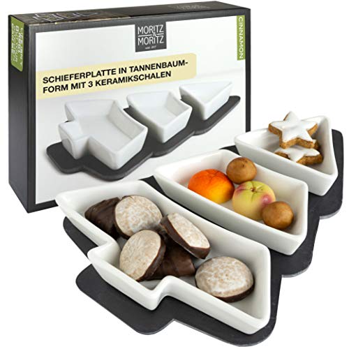 moritz & moritz servierschalen set mit dipschalen tannenbaum keramik 21 x 28,5 cm