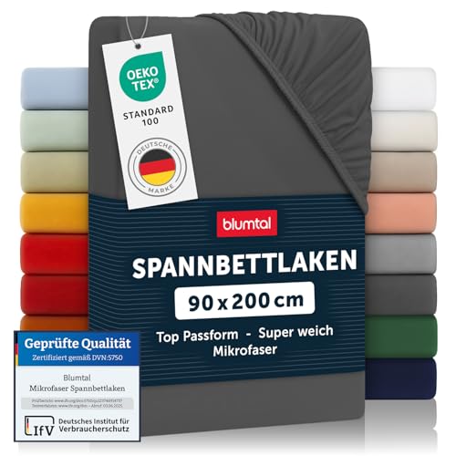 blumtal spannbettlaken 90x200cm microfaser oekotex anthrazit fitted sheets