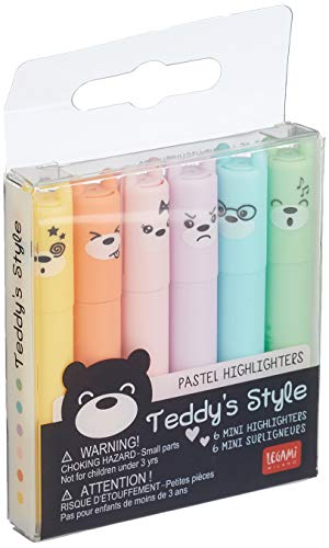 teddy's style mini-textmarker set, 6 pastell textmarker von legami