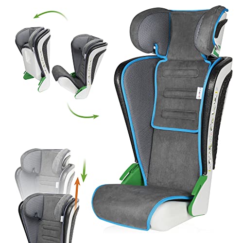 WALSER kindersitz Noemi extra schmal klappbar 3-8 Jahre ECE R129 waschbar anthrazit/blau