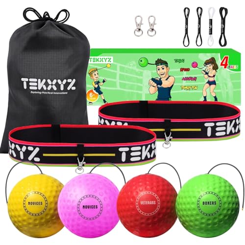 box-reflex ball set texyz, 4 boxbälle mit stirnband, training für reaktion und koordination