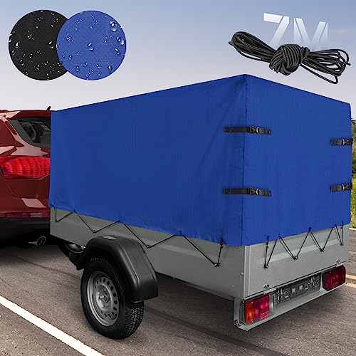 jago anhängerplane wasserdicht 2075 x 1150 x 900 mm blau/schwarz mit gummigurt und ösen